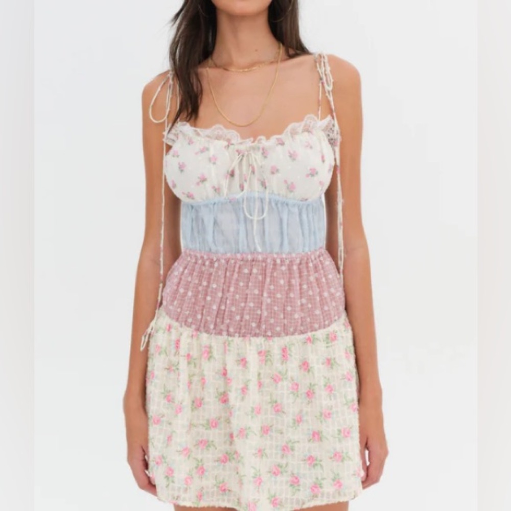 For love & lemons Floral Patchwork Dress